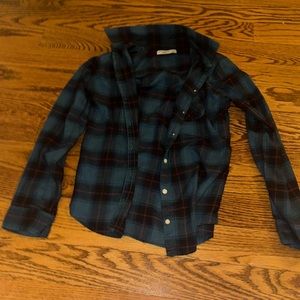 abercrombie kids green flannel top